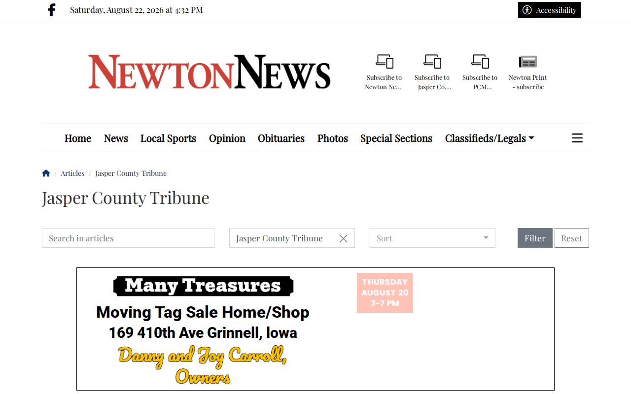 Colfax Jasper County Tribune local arrest news context