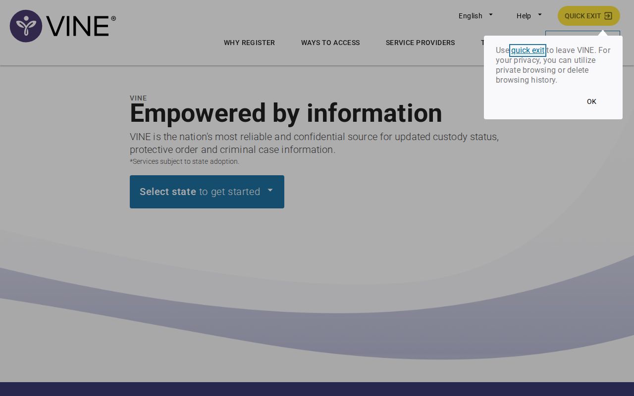 VINELink custody search and notification interface