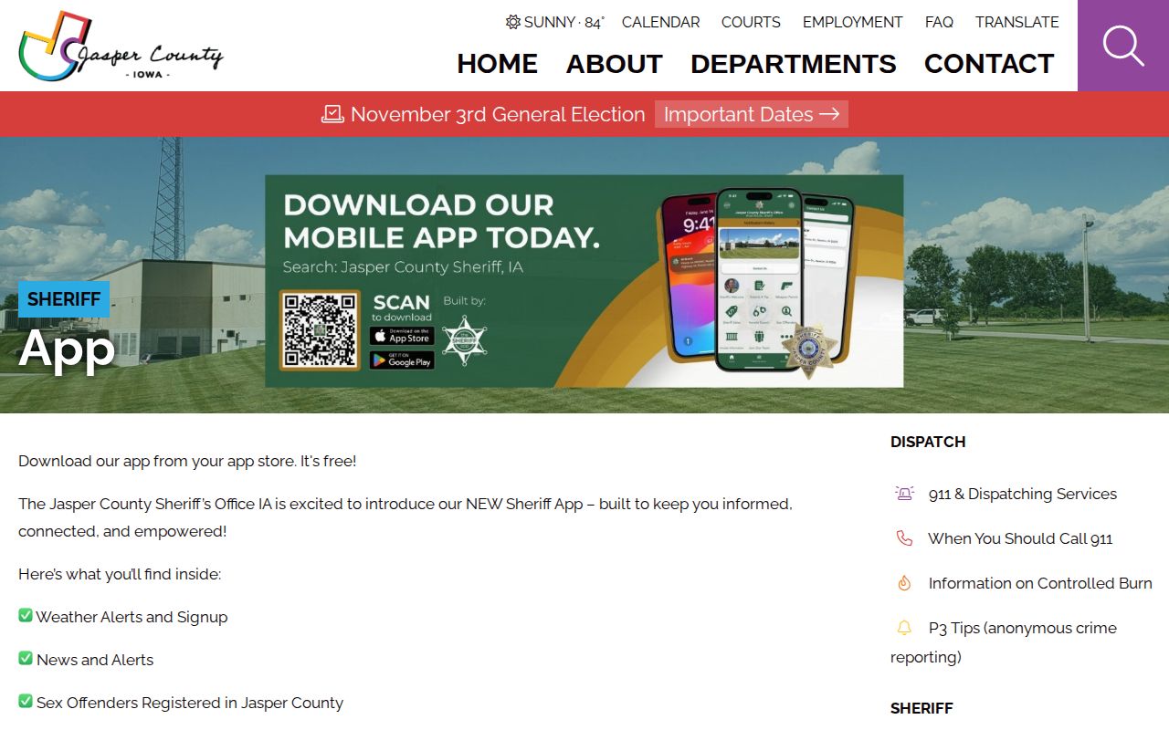 Official Jasper County Sheriff IA app information page