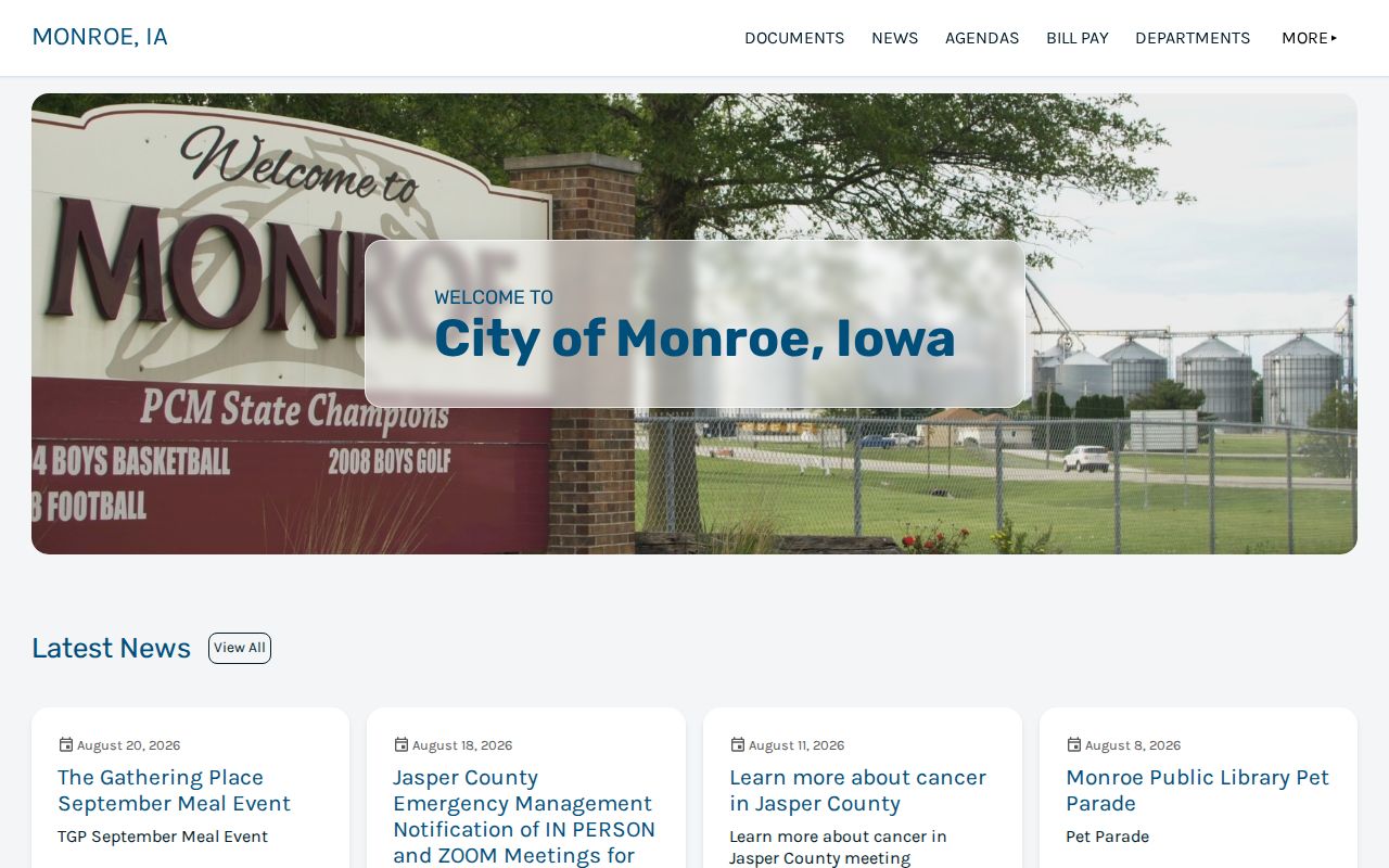 Monroe Iowa official municipal contact for police arrest records